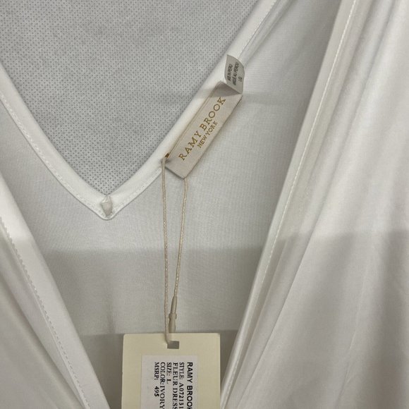 NEW Size L Large Ramy Brook Sleeveless Fleur V-Neck Midi Dress in Ivory White - Picture 5 of 6